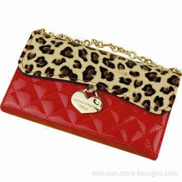 Leopard Diary PU Case for Samsung Galaxy Note 2/S4, with Chain, Retail Packing